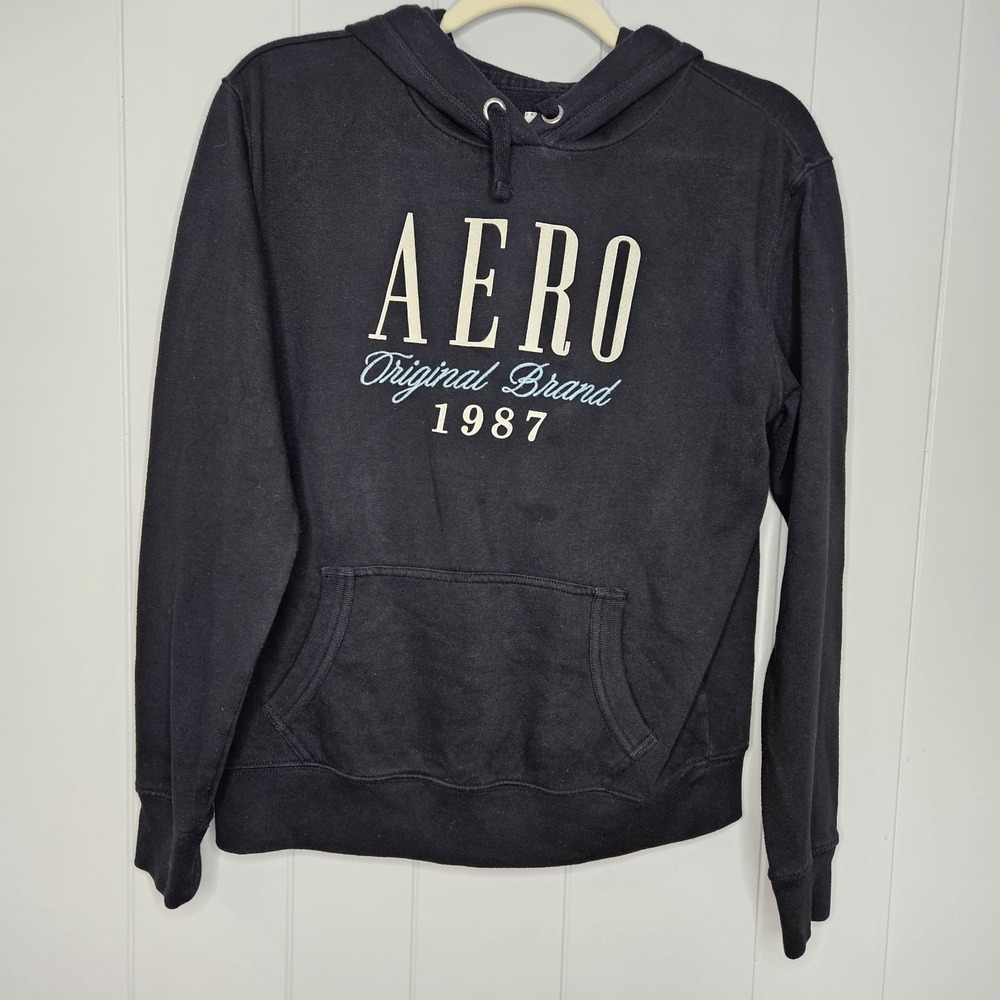 Aeropostale Woman's S Long Sleeve Cotton Mix Pullover Black Hoodie Size S